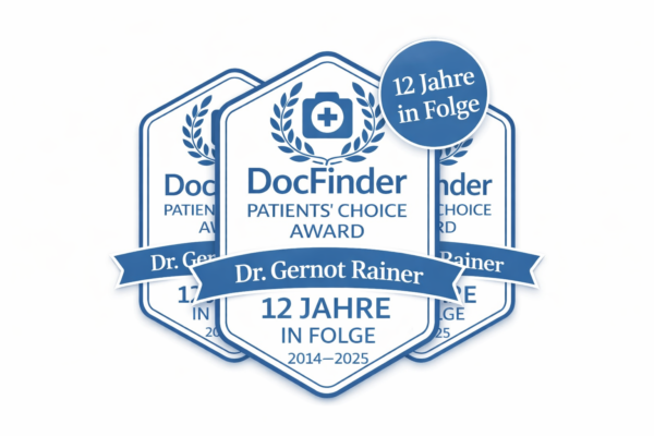 DocFinder Patients’ Choice Award – Dr. Gernot Rainer, Wien, 2014–2024, elf Jahre in Folge ausgezeichnet